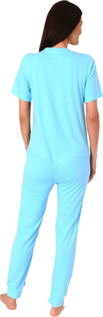 Damen Pflegeoverall kurzarm Schlafanzug mit langen Bein und Reißverschluss am Bein ; türkis , XL
