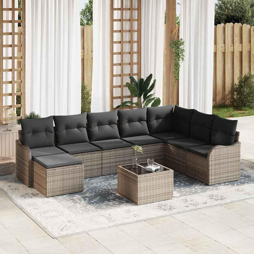 Maison Exclusive - Gartensofa-set Grau Poly-Rattan