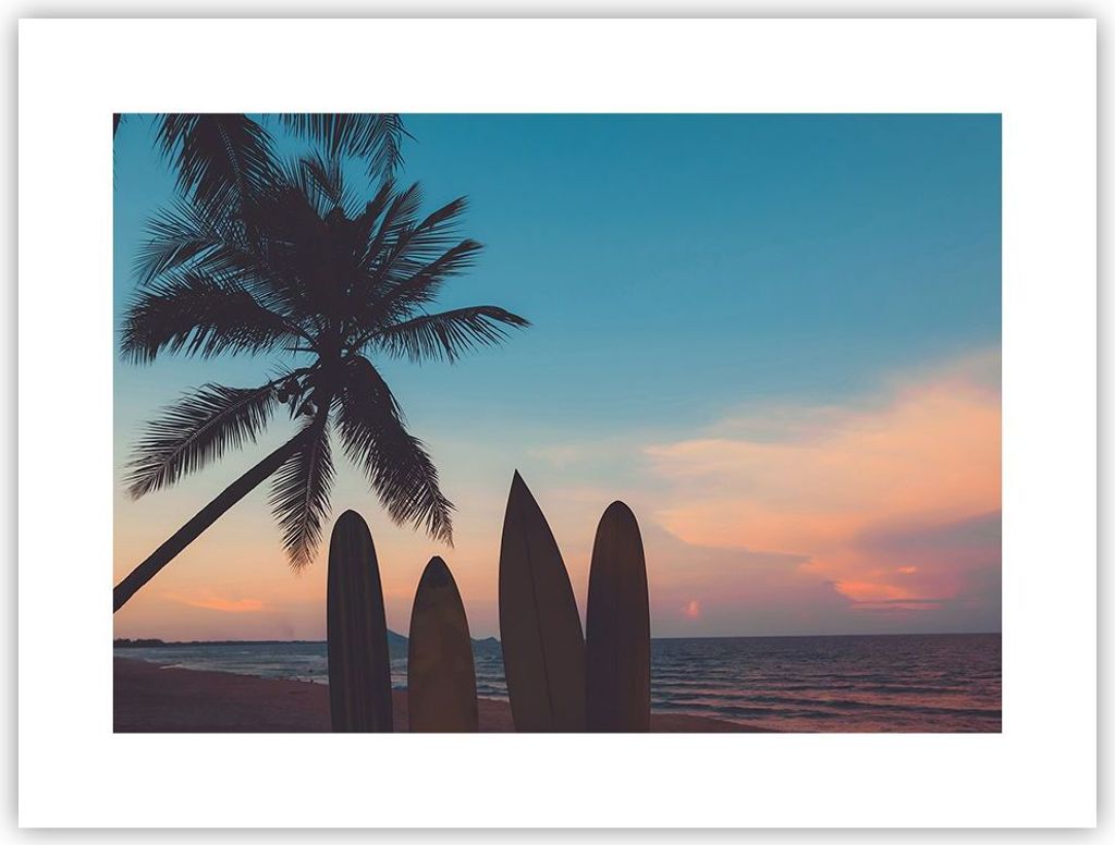 Poster - Poster ohne Rahmen - Strand Meer Palme - 40x30 cm - Wand Bild - Wanddeko - Wandbilder - Kunstposter - Wandposter - Bilder - Kunstdruck - W...