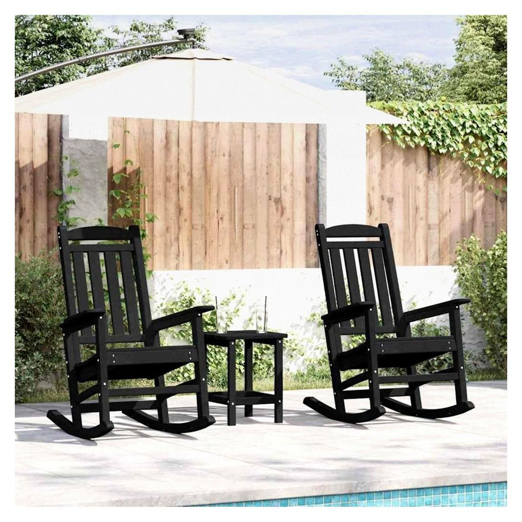 Garten-Schaukelstuhl 2 Stück Schwarz 70 x 92 x 108 cm