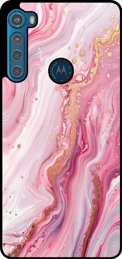 Smartphonica Phone Case Fit für Motorola One Fushion Plus mit Marmor-Druck - TPU zurück Abdeckung Fall Marmor-Design - Pink