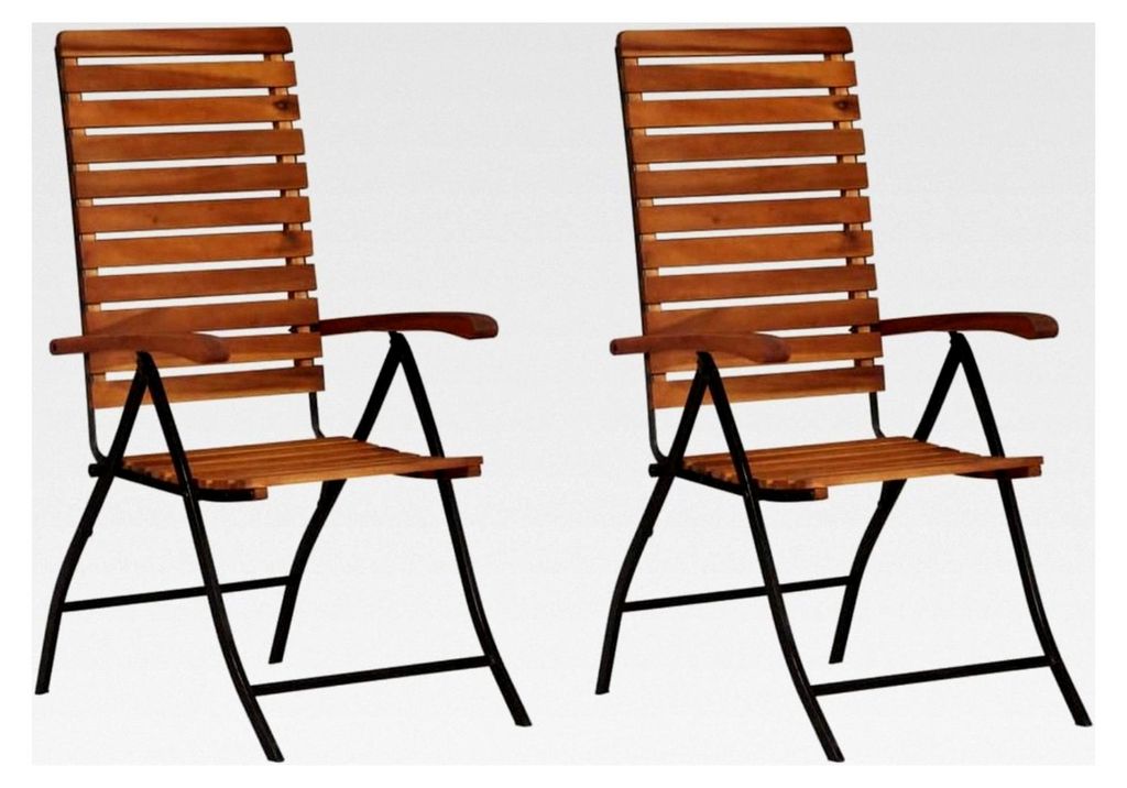 2er Set Klappstuhl aus Akazienholz mit hoher Rückenlehne