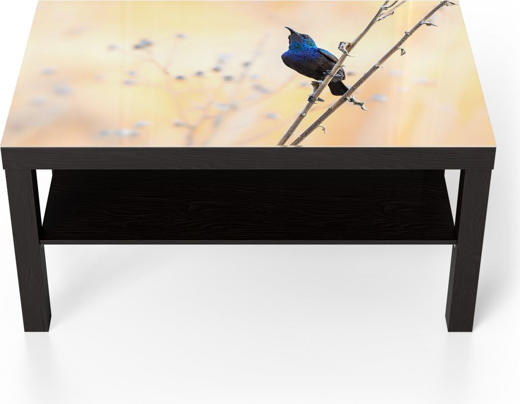 DEQORI Couchtisch 90x55 cm Schwarz 'Blaues Funkeln' Glas Beistelltisch Glastisch modern