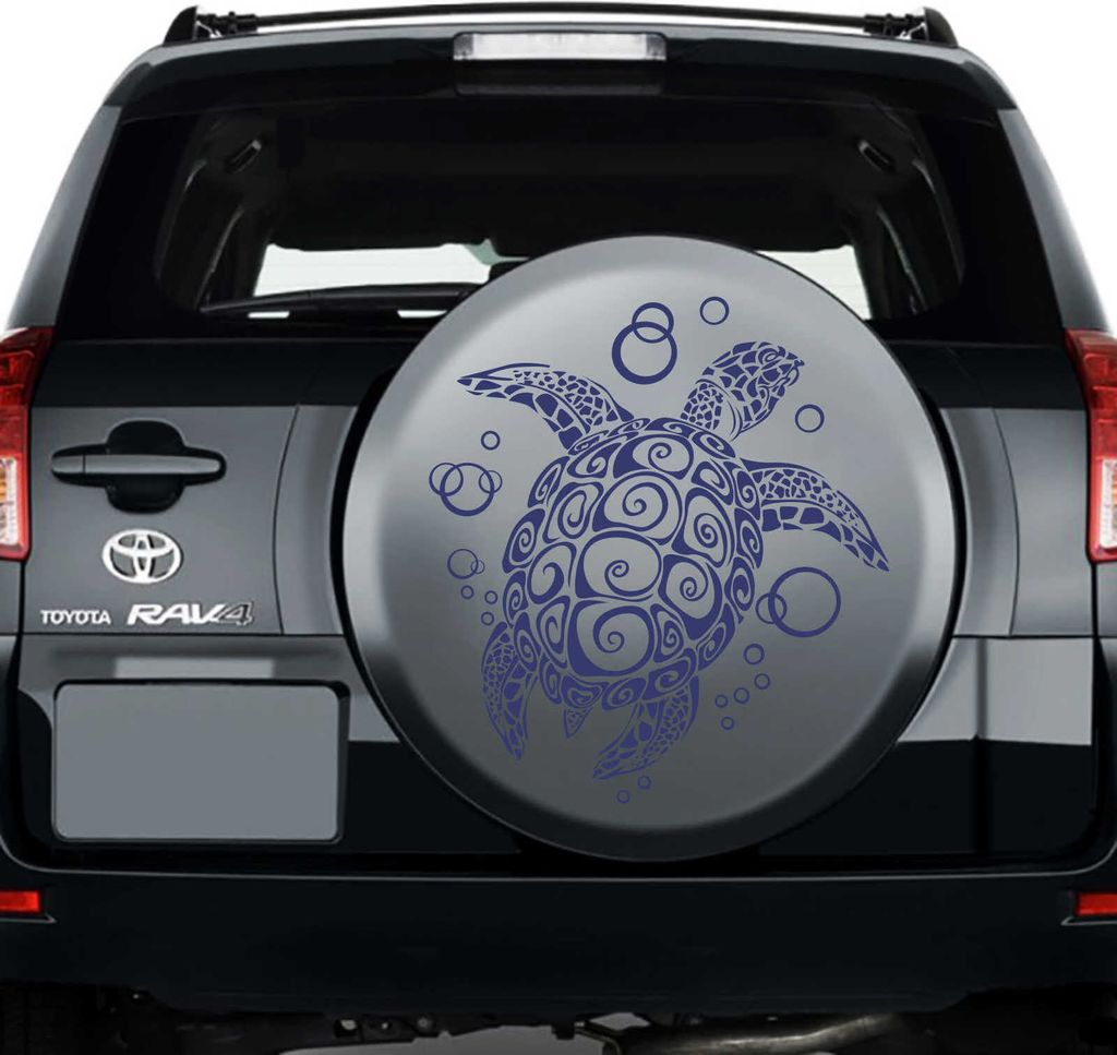 Aufkleber - Autoaufkleber "Retro Turtle" 102cm x 112cm königsblau - Tuning Carystyling Heckscheibe Auto
