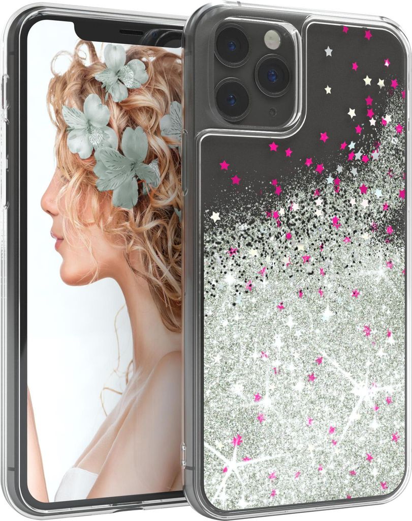EAZY CASE - Glitzer Hülle kompatibel mit Apple iPhone 11 Pro Glitzer Schutzhülle, Soft Case, Backcover Transparent mit Motiv