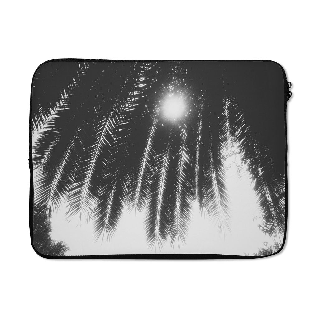 MuchoWow Laptop Hülle 17 Zoll Laptoptasche Palmenblätter - Tropisch - Sonne - Palme - Zipper - Schutzabdeckung