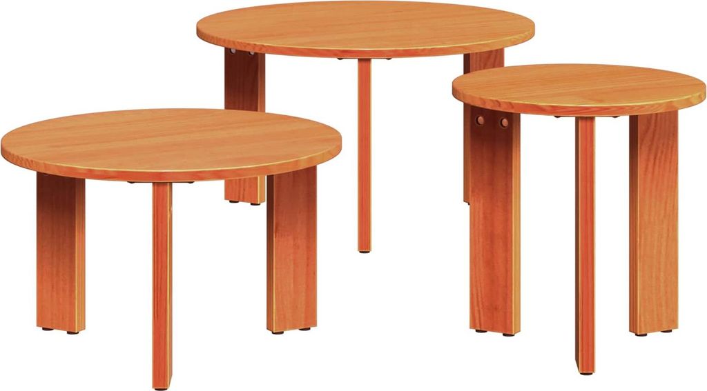 Maison Exclusive - Couchtisch 3 pcs Wachsbraun Massivholz Kiefer