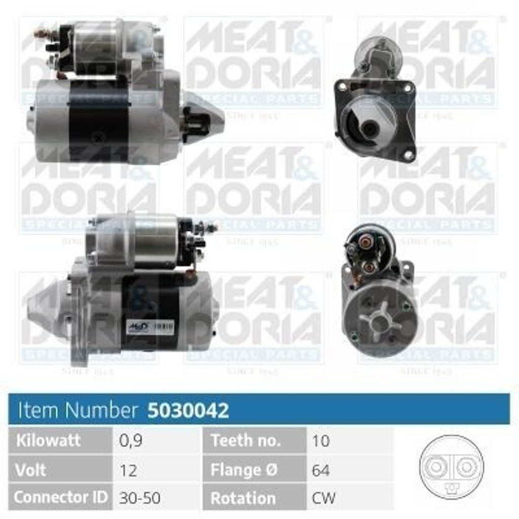 MEAT & DORIA 5030042 Starter Anlasser 0,9kW für FIAT PUNTO (188) 12V