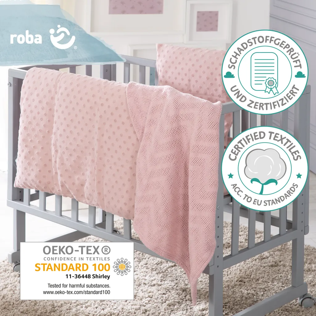 Parure de lit bébé en coton bio roba Lil Planet avec couverture rose