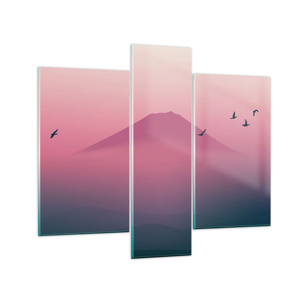 Bilder auf glas - Vulkan Vogel Natur - 95x80cm - Glasbilder - Wandbilder - Kunstdruck - zum Aufhängen bereit - Wanddekoration aus Glas - Glas Bild...