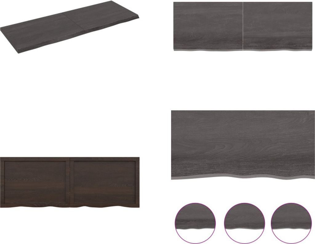 vidaXL Wandregal Dunkelbraun 140x50x(2 4)cm Massivholz Eiche Behandelt - Wandregal - Wandregale - Wandboard - Hängeregal