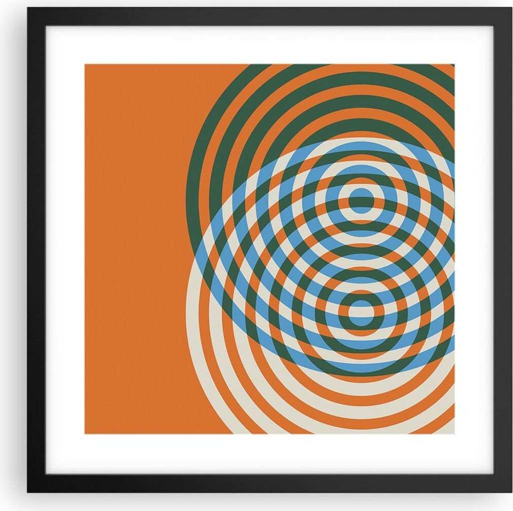 Gerahmtes Poster - Schwarzer Rahmen - Abstraktion Modern Kreise - 40x40 cm - Wand Bild - Wanddeko - Wandbilder - Kunstposter - Wandposter - Bilderr...