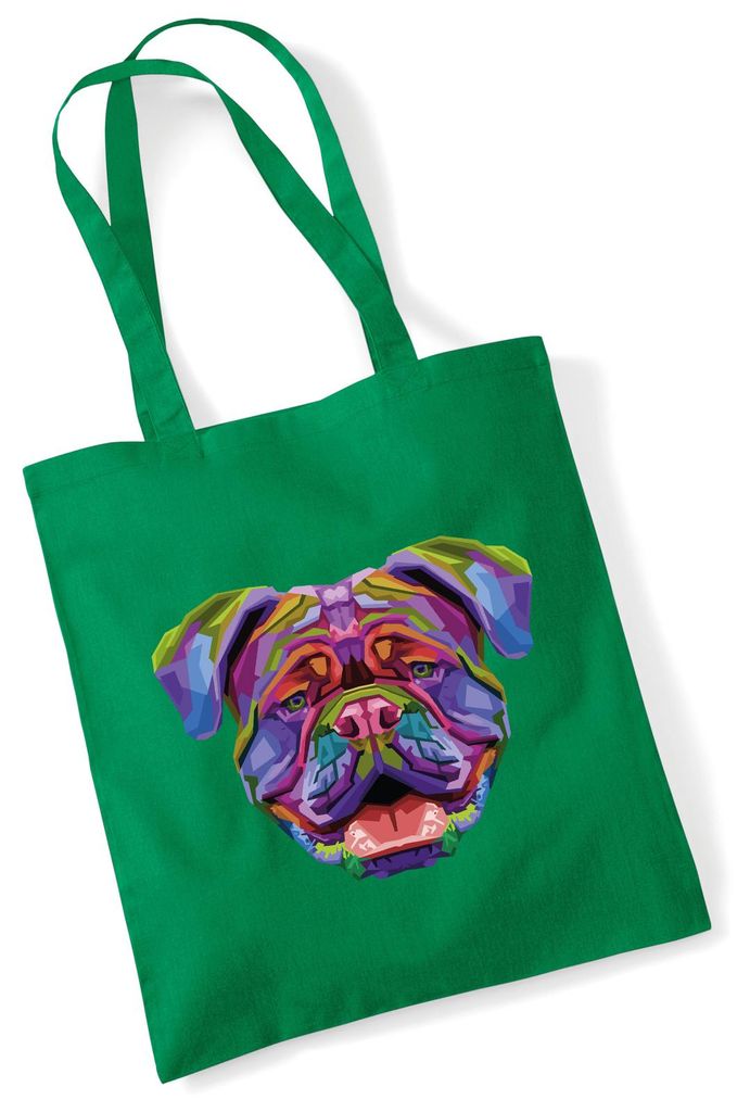 Huuraa Jutebeutel British Bulldog Colorful 10 Liter Kelly Green Baumwolle Tasche Geschenkidee