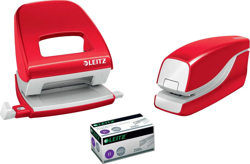 Agrafeuse électrique bureau 10 feuilles Leitz WOW 5566 rouge pour documents - 3