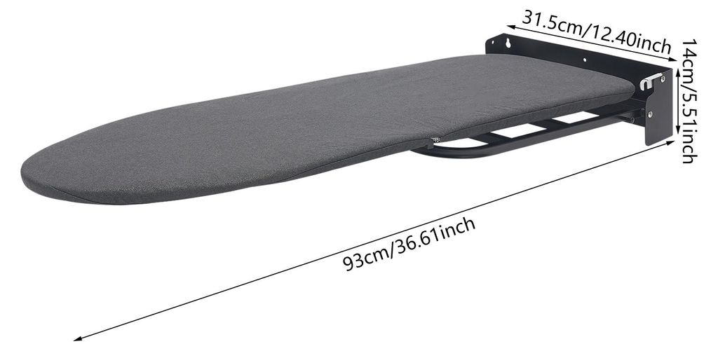 Strijkplank Wandmontage - Zwart - Ruimtebesparend - Productafbeelding 