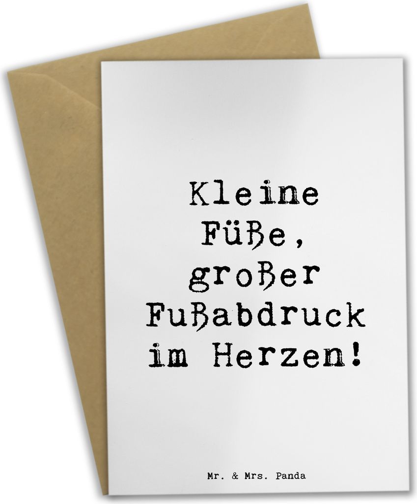 Mr. & Mrs. Panda Klappkarte Spruch Kind Fußabdruck - Weiß - Geschenk, babykarte, Glückwunschkarte, Liebe, Herzen, glückwunschkarten, weihnachts...