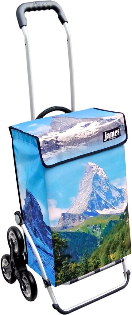 James Einkaufstrolley - MATTERHORN - stabiler Einkaufswagen mit individuellem Design - einfarbig: blau in Ausführung: Royal-Treppensteiger