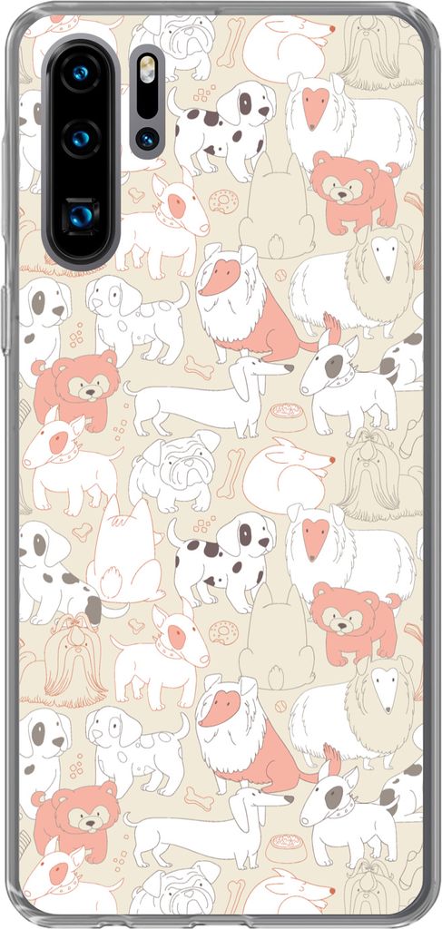 MuchoWow Handyhülle Schutzhülle Hülle für Telefoonhoesje Huawei P30 Pro Muster - Hund - Hundefutter - Jungen - Mädchen - Kinder - Kinder Sil...