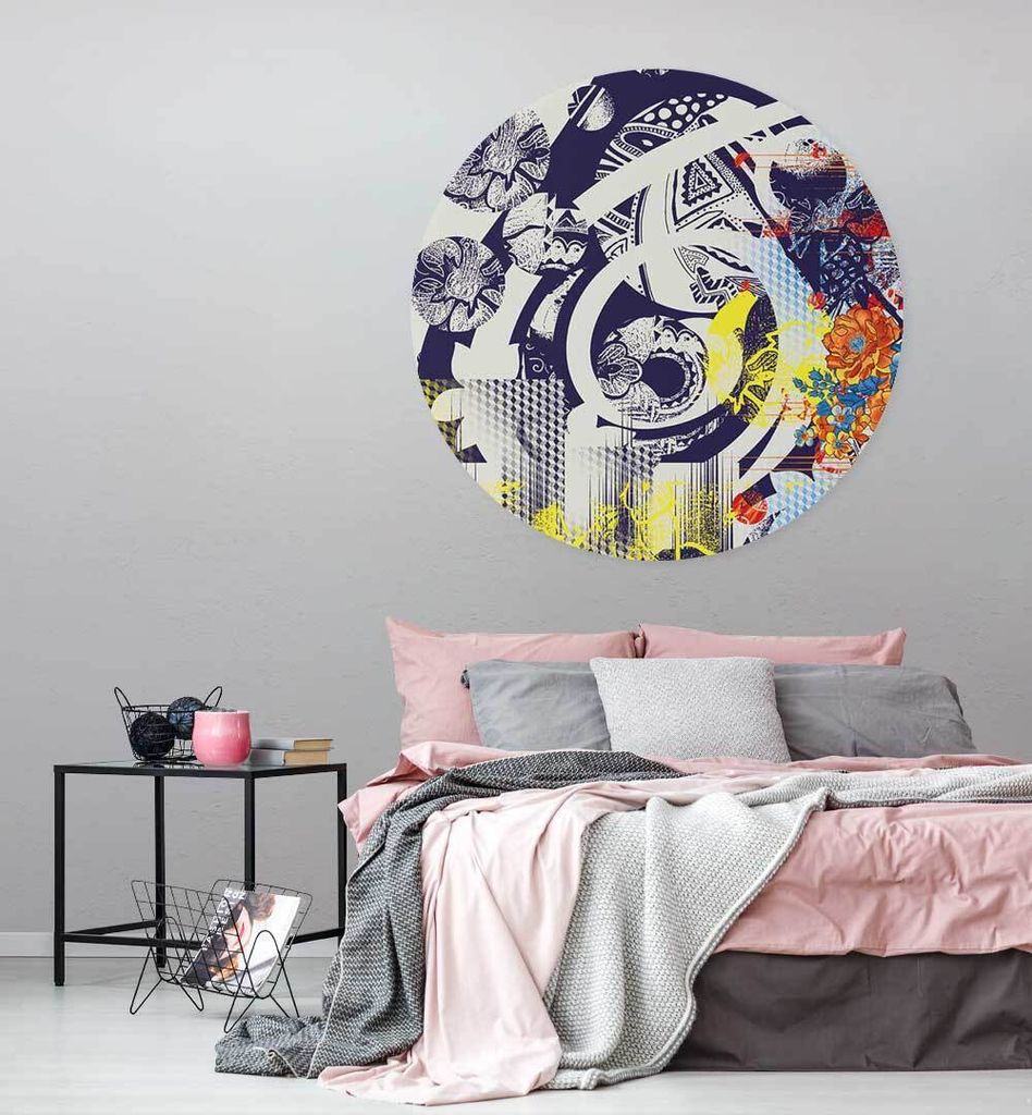 Fototapete Straßenmalerei rund, Material:Premium Vlies 150g/qm, Größe Tapete:195cm rund