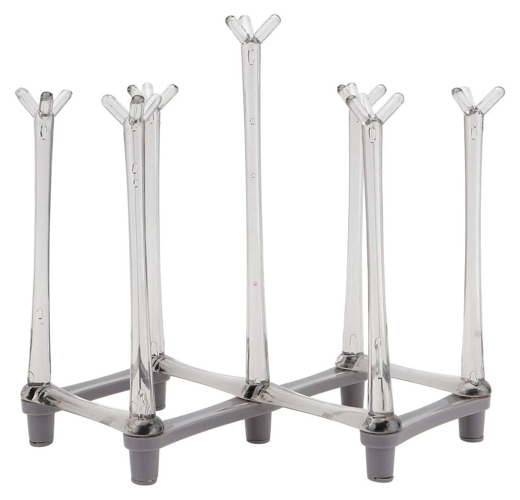 Faltbarer Kelchständer aus PP-Kunststoff, stabiler Kelch-Abtropfer für die Küche, platzsparendes Ausziehregal in Hellgrau