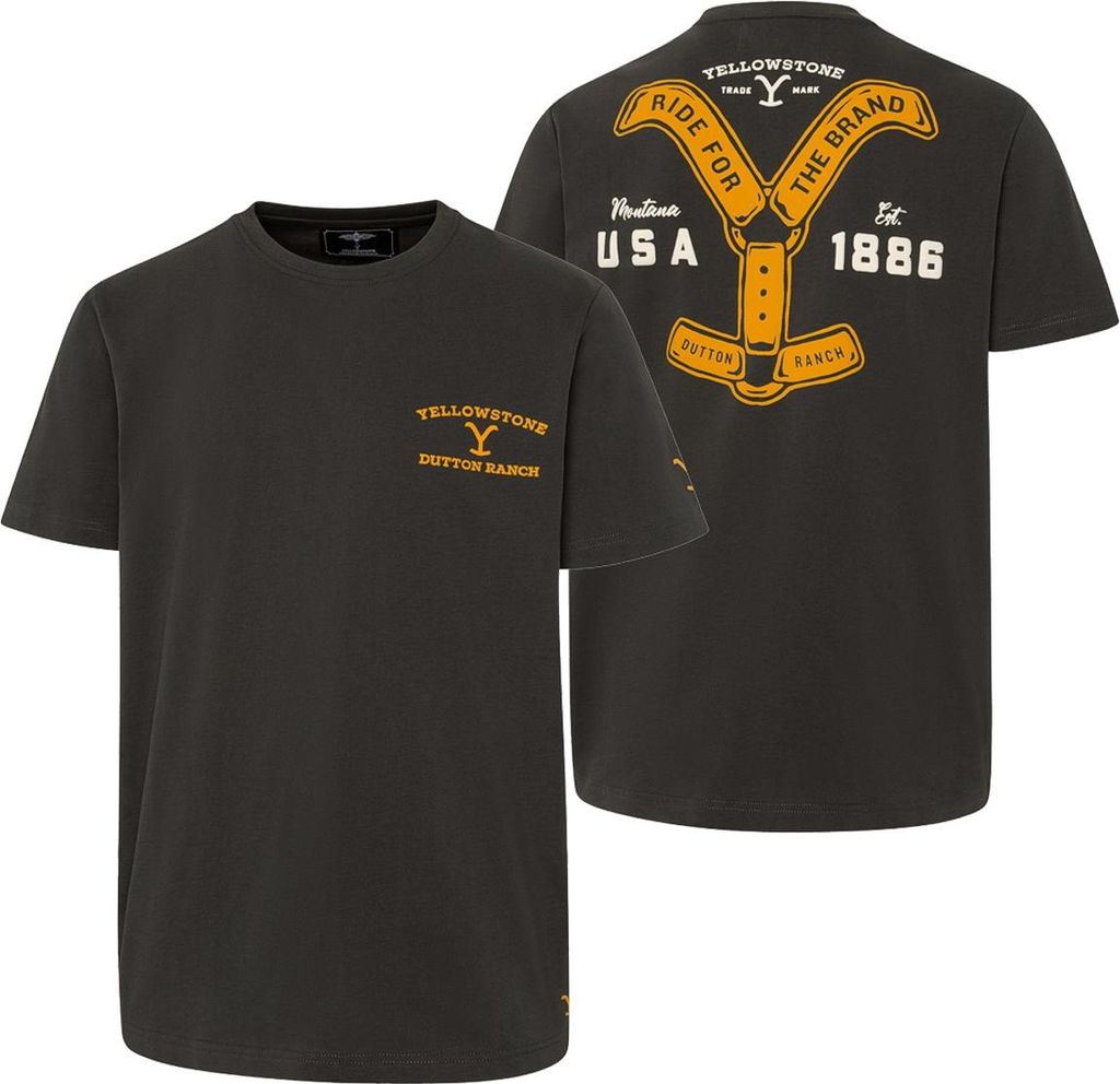 Stars & Stripes T-Shirt YELLOWSTONE »Ride for the Brand« Anthrazit