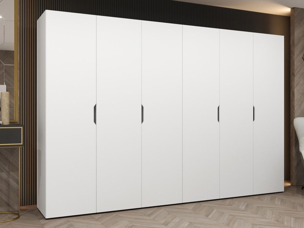 MIRJAN24 Kleiderschrank Malaga 300, Kleiderschrank, Garderobe (Farbe: Weiß, Größe: 300 cm)