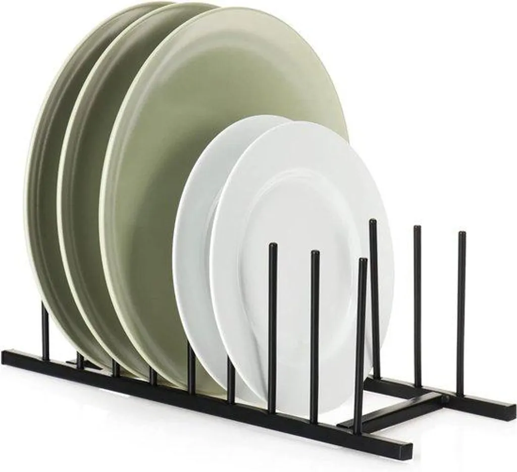 Égouttoir à assiettes en métal noir compact pour studio et petite cuisine