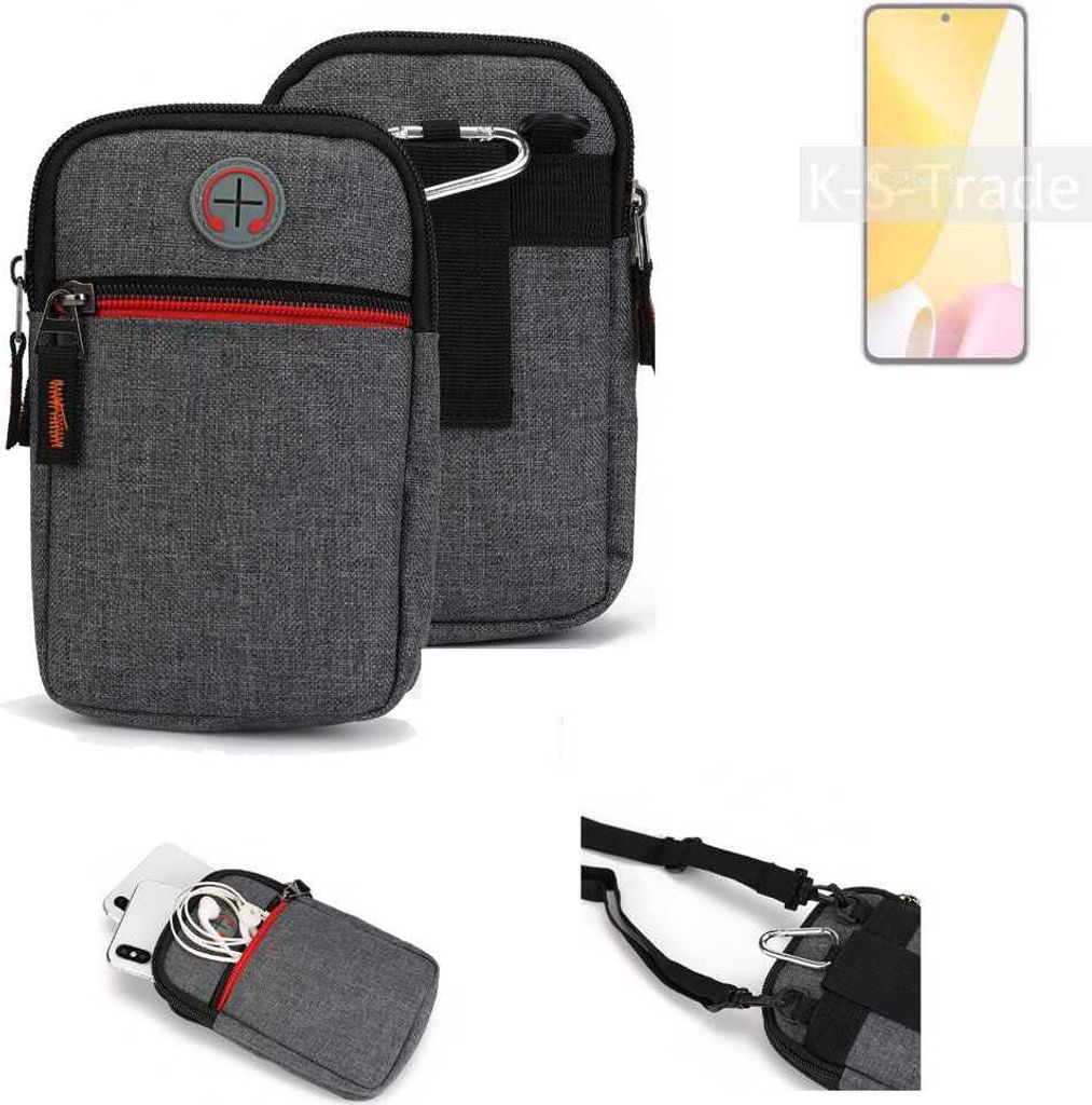 K-S-Trade Holster Gürteltasche kompatibel mit Xiaomi 12 Lite Handy Tasche Schutz Hülle grau Zusatzfächer 1x