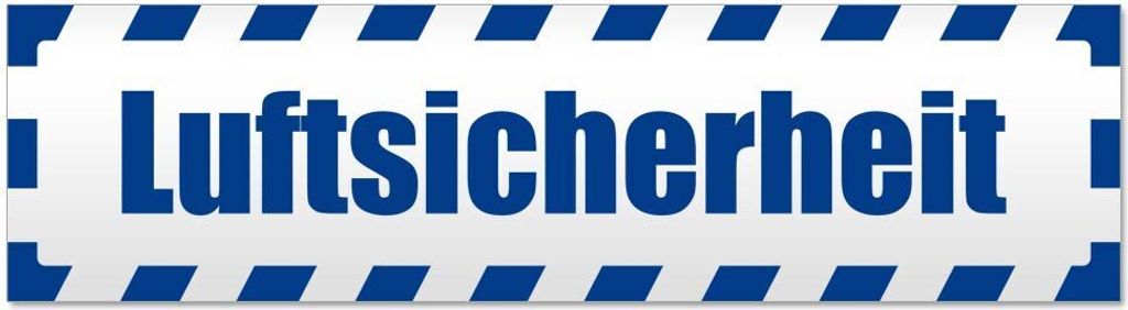 Kiwistar - Autoaufkleber - Verkehrsblau - 45 x 12 cm - Luftsicherheit gestreift - Hinweis Aufkleber Sticker für Auto, Kfz, Fahrrad, PKW, LKW