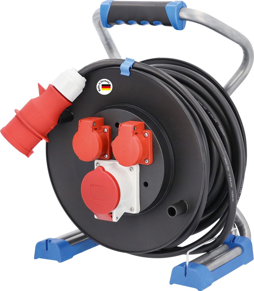 Xperts CEE Kabeltrommel 40m Verlängerung H07RN-F 5G1,5 2 Steckdosen 1x CEE IP44