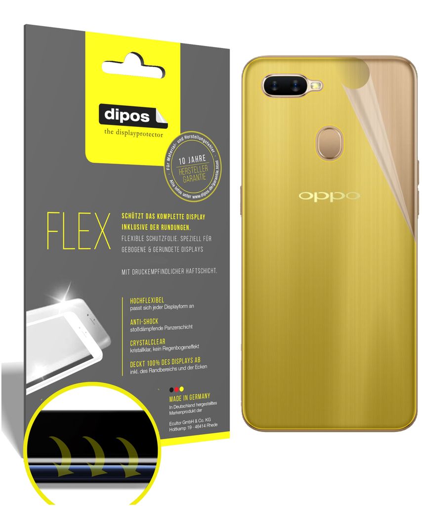 3x Schutzfolie für Oppo AX7 Pro Rückseite Folie, 100% Displayabdeckung, dipos Flex