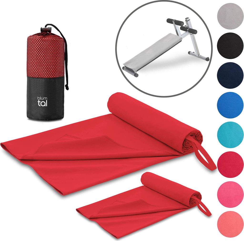 Blumtal Fitness Handtuch im 2er Set - Microfaser Sporthandtuch Fitnessstudio 180x90cm + Mikrofaser Handtuch 80x40cm - Gym Handtuch/Handtuch Mikrofa...