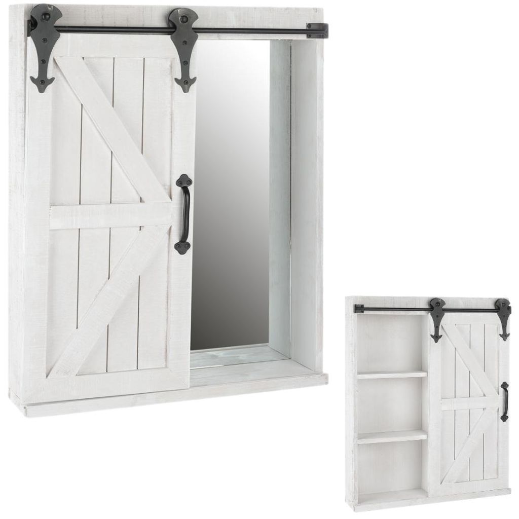 Armoire murale coulissante avec miroir, en bois, dimensions Image du produit 