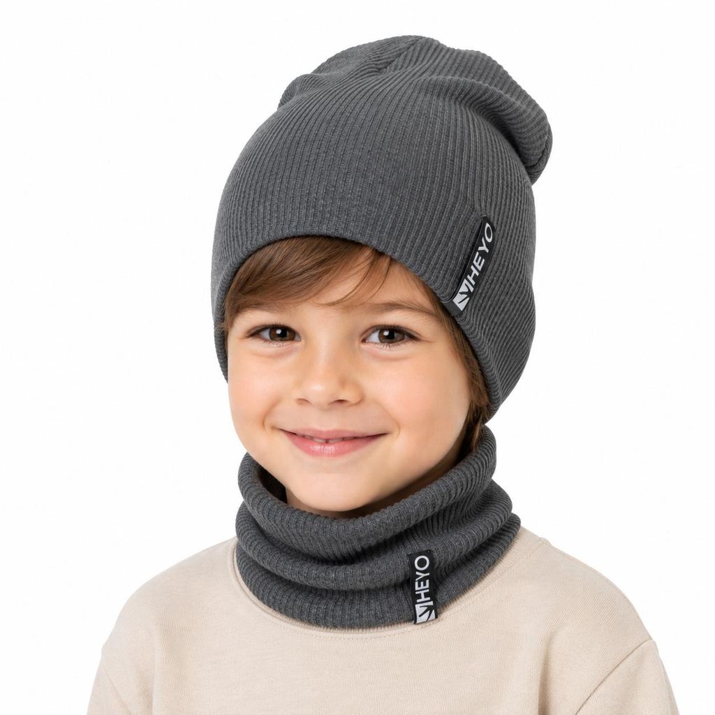 HEYO Kinder Beanie Mütze und Schlauchschal Set aus Produktbild 