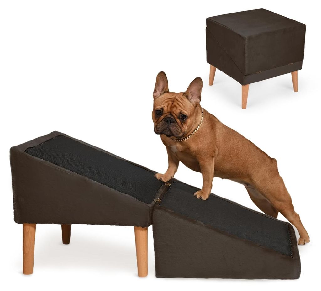 VELORA H&L Hunderampe Dunkelbraun - 2in1 Hundetreppe & Produktbild 