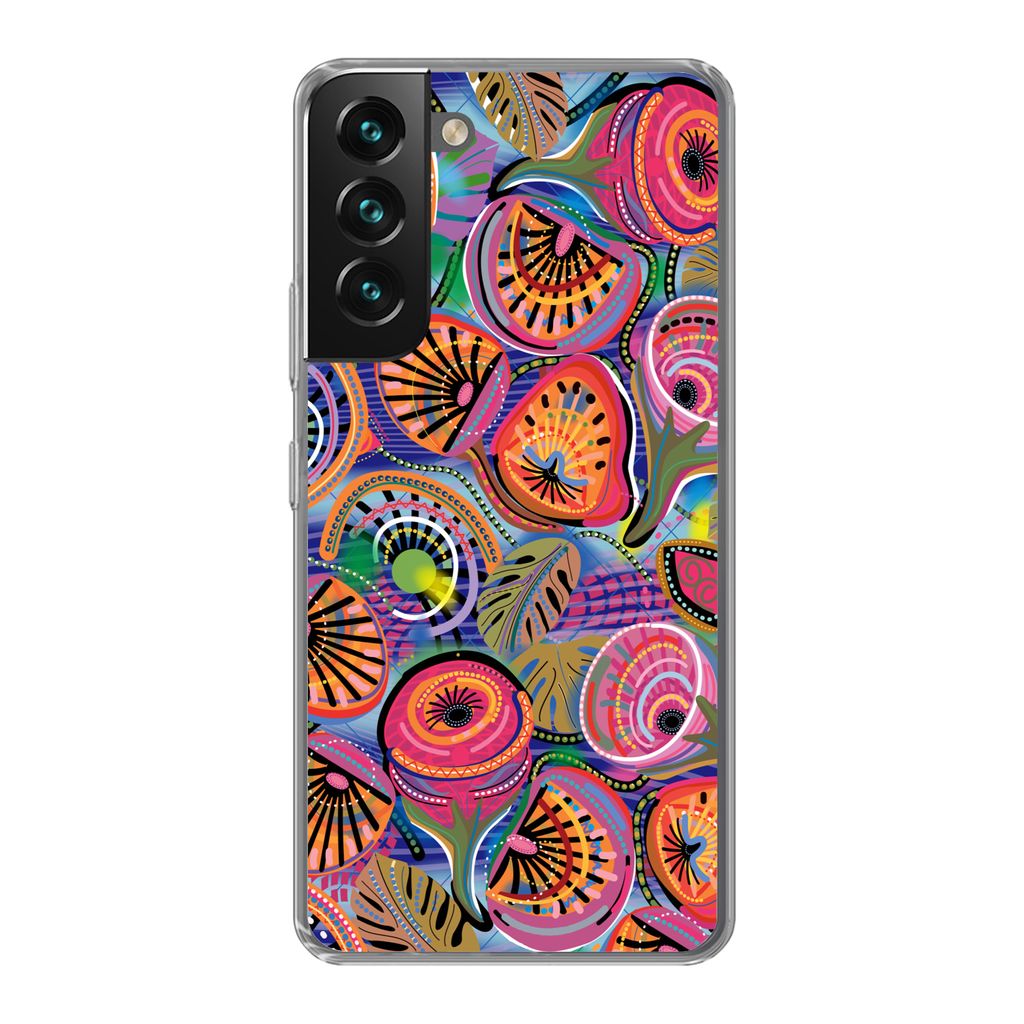 MuchoWow Handyhülle Schutzhülle Hülle für Samsung Galaxy S22 Kreis - Figuren - Blätter Silikon Softcase Handy Hülle - Mobiltelefonhülle