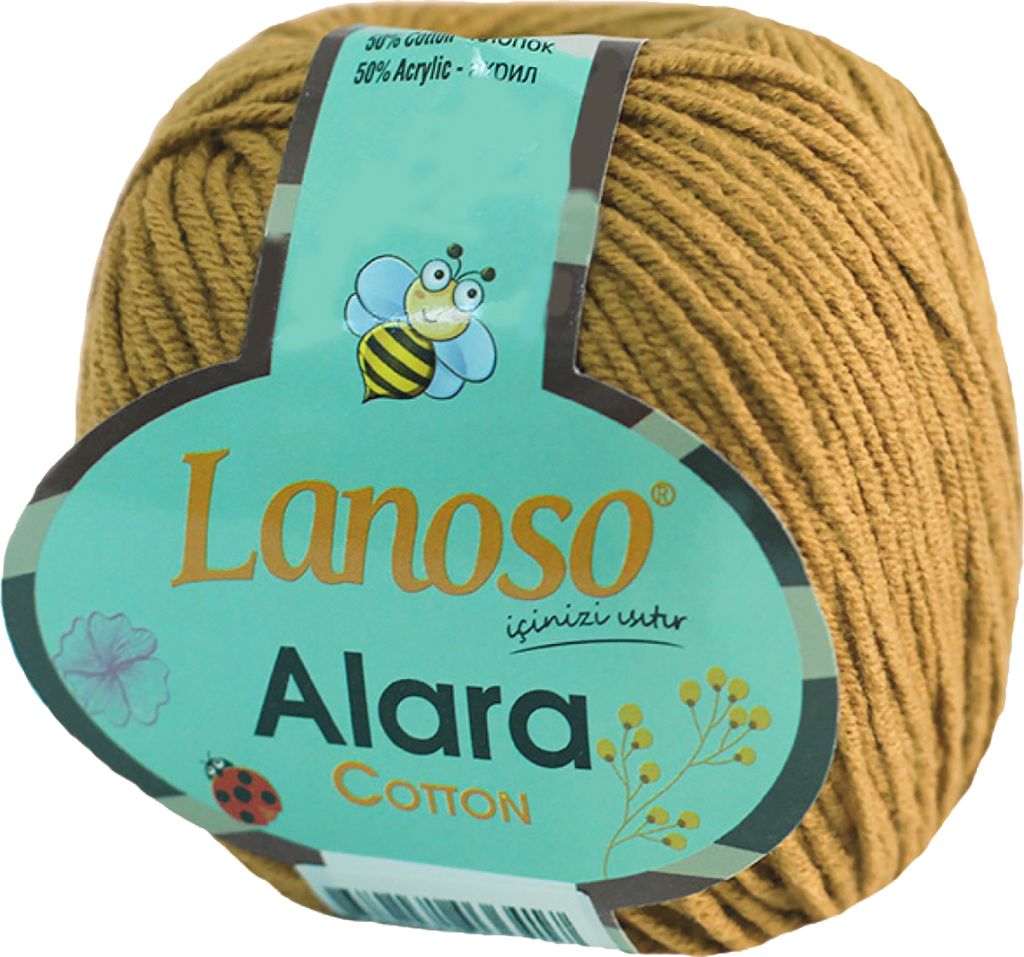 50g Strickgarn Lanoso Alara m. 50% Baumwolle Häkelgarn Sommergarn Farbwahl, Farbe:903 senf