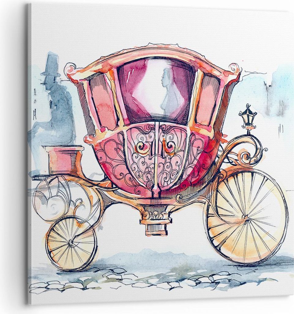 Bild auf Leinwand - Leinwandbild - Wagen antik Eleganz - 60x60cm - Wand Bild - Wanddeko - Wandbilder - Leinwanddruck - Bilder - Kunstdruck - Wandde...