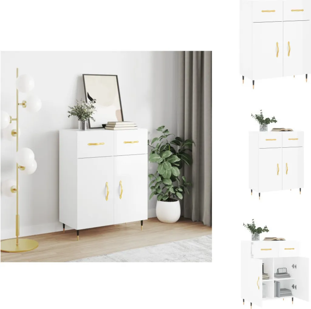 vidaXL Credenza bianca lucida 69,5x34x90 cm in legno - Credenze
