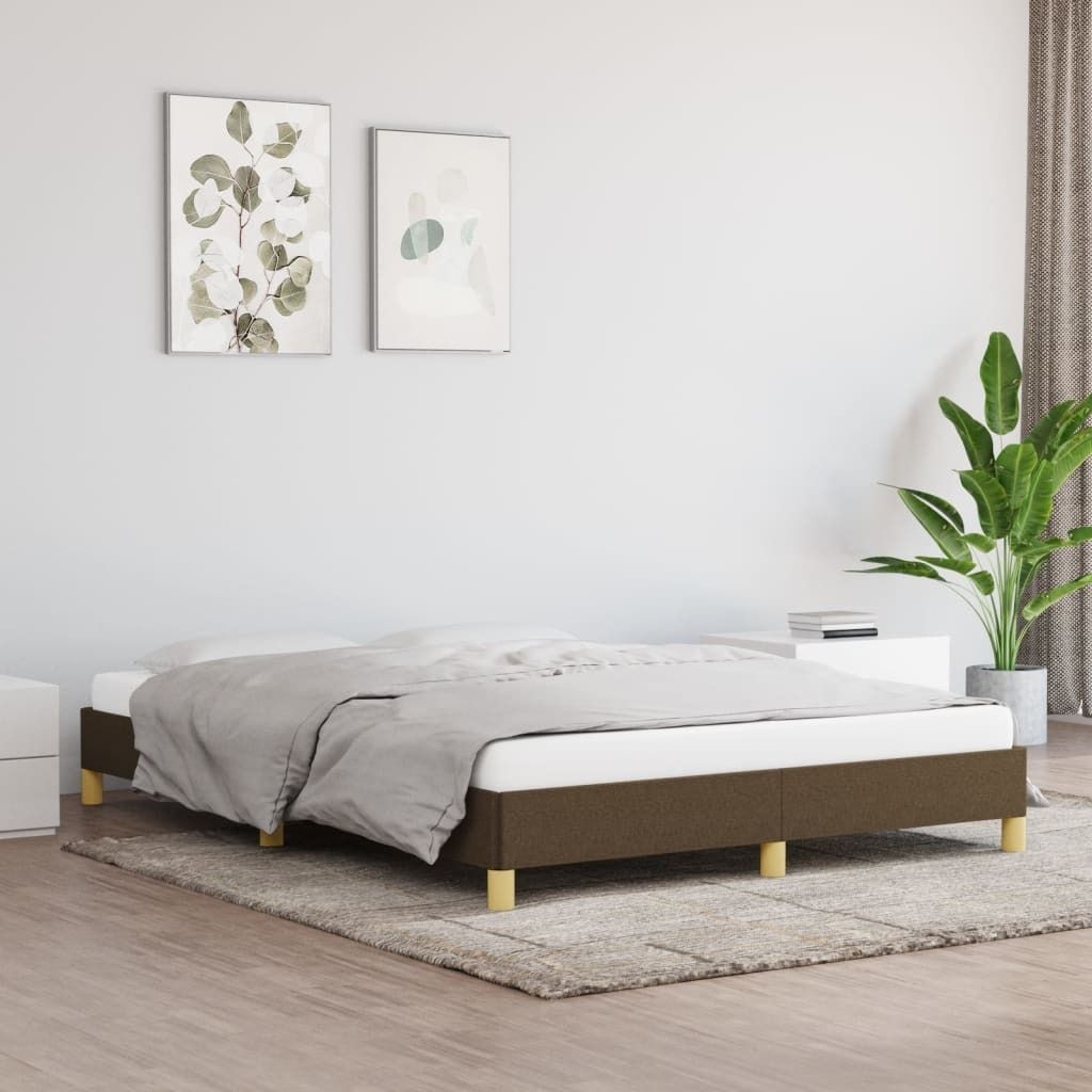 The Living Store Bettgestell Dunkelbraun 140x200 cm Stoff