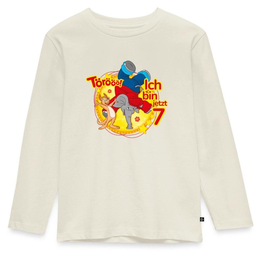 Spreadshirt Benjamin Blümchen Ich Bin Jetzt 7 Kinder Premium Langarmshirt, 122/128 (6 Jahre), Naturweiß