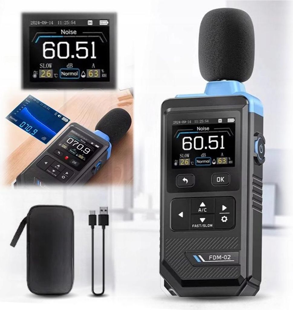 Sonometr FNIRSI FDM-02 miernik dźwięku 30-130 dB Zdjęcie produktu 