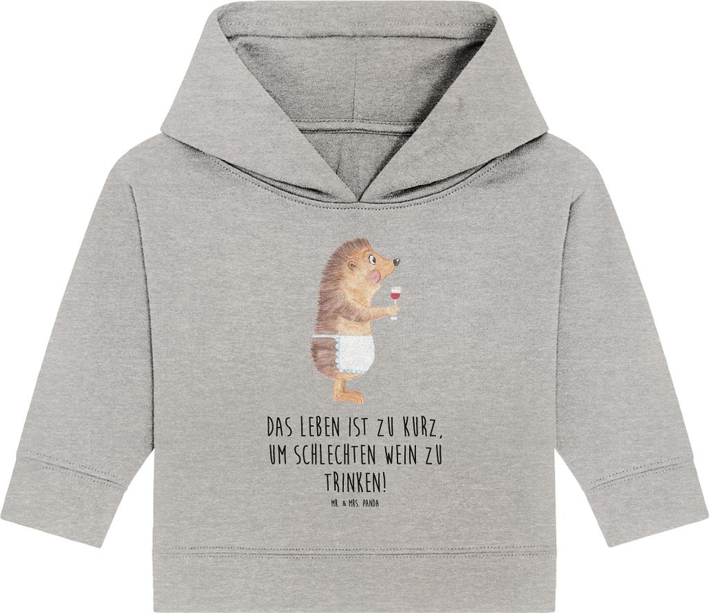 Mr. & Mrs. Panda Organic Baby Hoodie Igel Wein 12. - 18. Monat - Heather Grey - Geschenk, Weinglas, Weinliebhaber, Lustige Sprüche, Spruch, Rotwei...