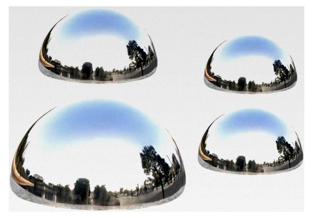 Set aus 4 Edelstahl Gartenkugeln - Reflektierende Halbkugel Gartenspiegel, Garten Dekoration mit Hochglänzender Oberfläche