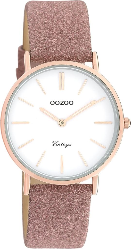 Oozoo Armbanduhr rosa Leder C20157 Vintage Series Damen Analog-Quarzuhr UOC20157