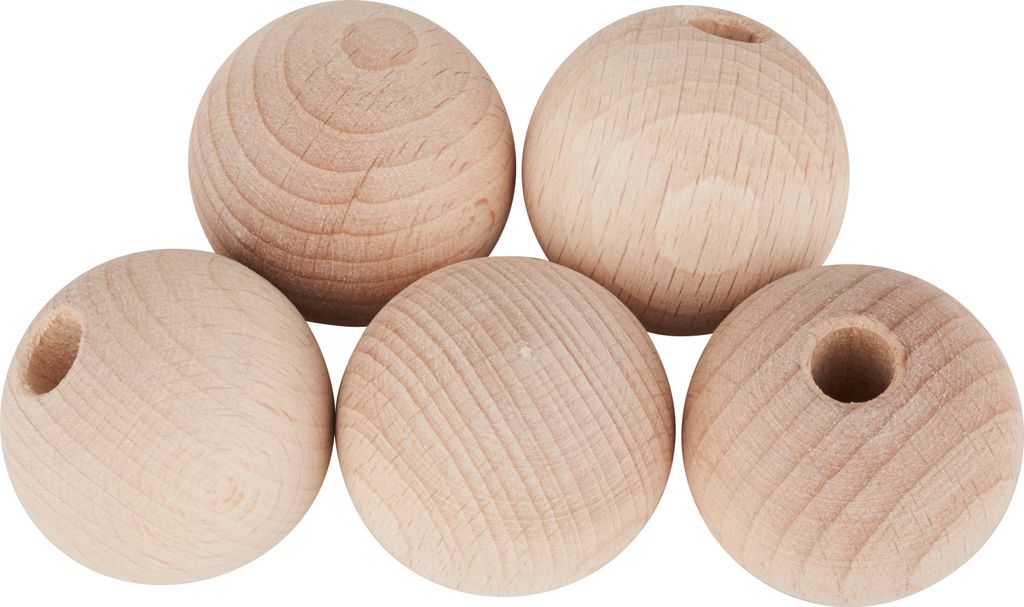 VBS Holzkugeln halbgebohrt 3.5 cm Bastelkugeln Holzperlen 8 mm Lochgröße 5 Stück
