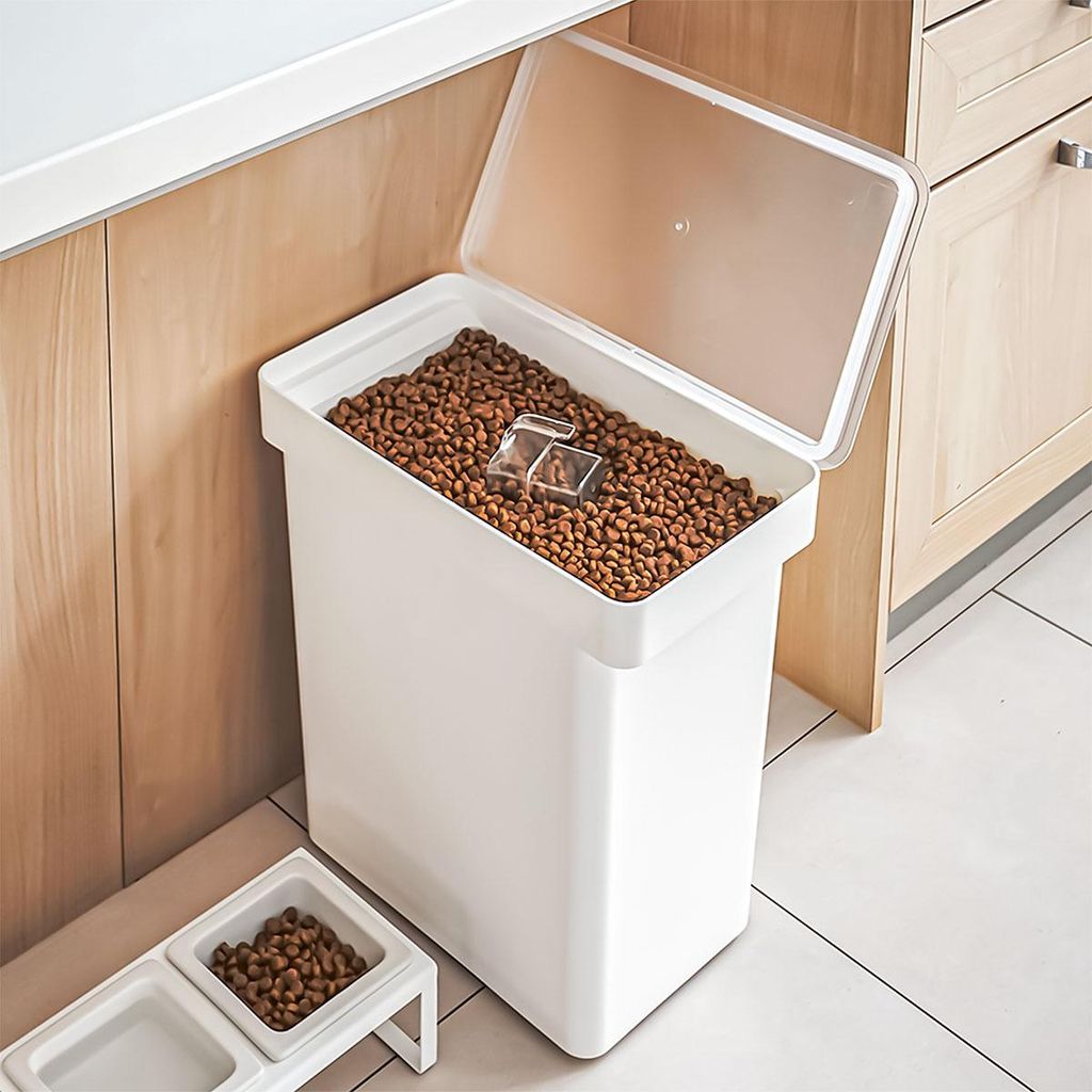 Yamazaki Tierfutterbehälter weiß 25L Box für Hund Katze Trockenfutter bis 12kg