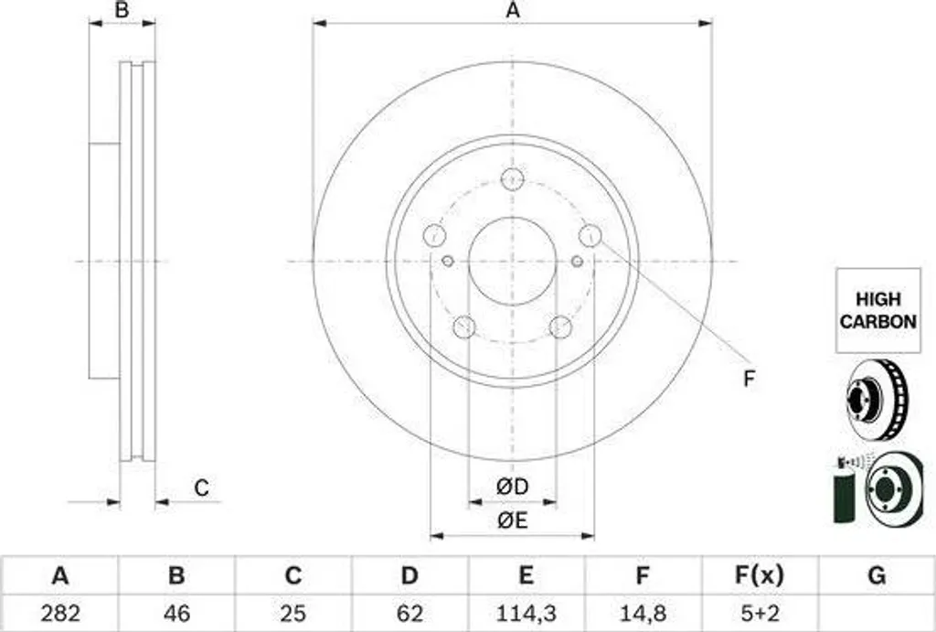 Disques de Frein Avant Ventilés pour Toyota Corolla et Yaris 1.2-1.8