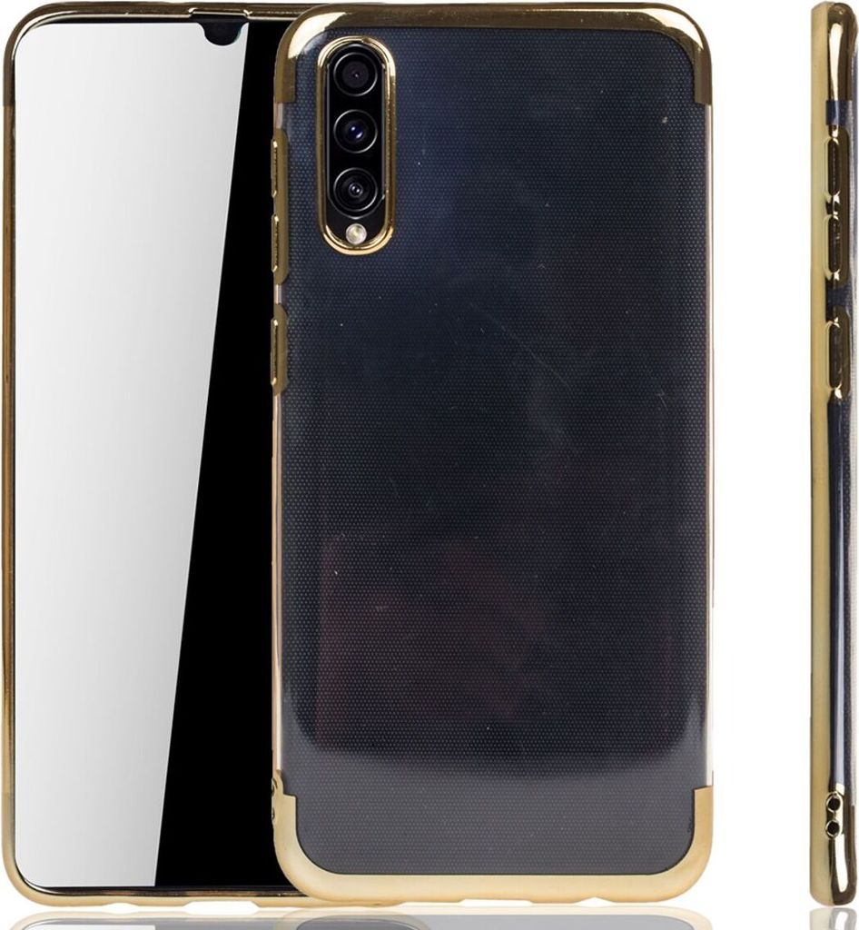 Handyhülle für Samsung Galaxy A30s Gold - Clear - TPU Silikon Case Backcover Schutzhülle in Transparent Gold