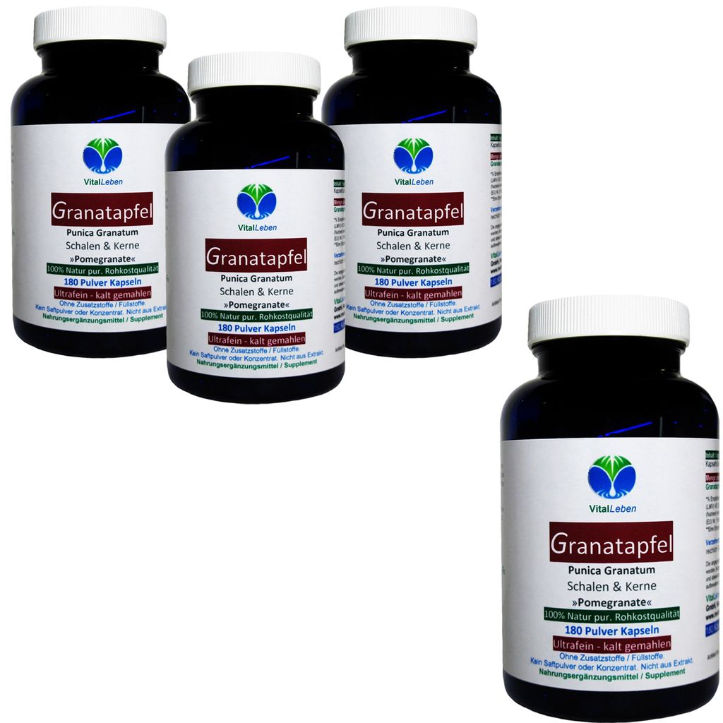 Granatapfel 720 (4x180) Kapseln Antioxidans Ellagsäuren MultiVitamin MultiMineral SUPERFOOD für Durchblutung + Wechseljahre + Hitzewallungen NATU...